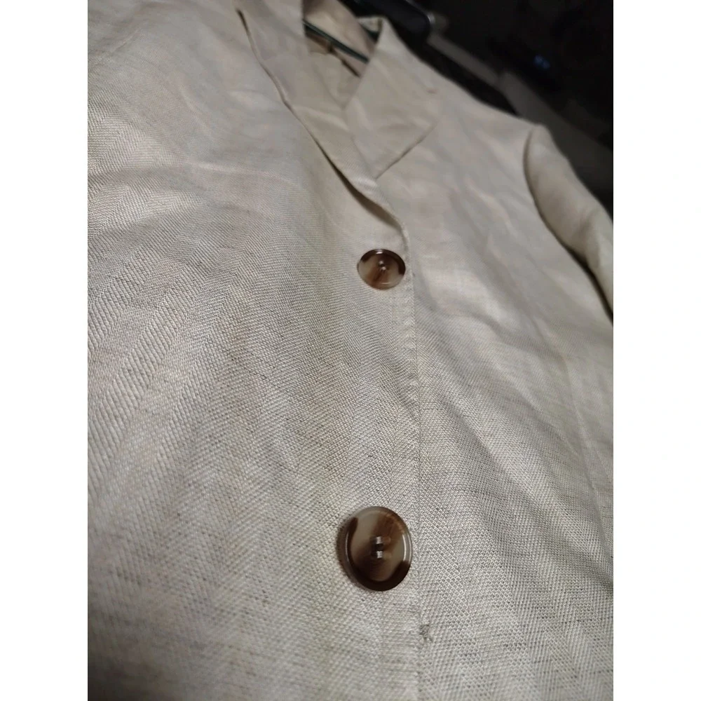 New H&M Slim Fit Linen 2 Button Jacket Blazer Light Beige Size 50Regular